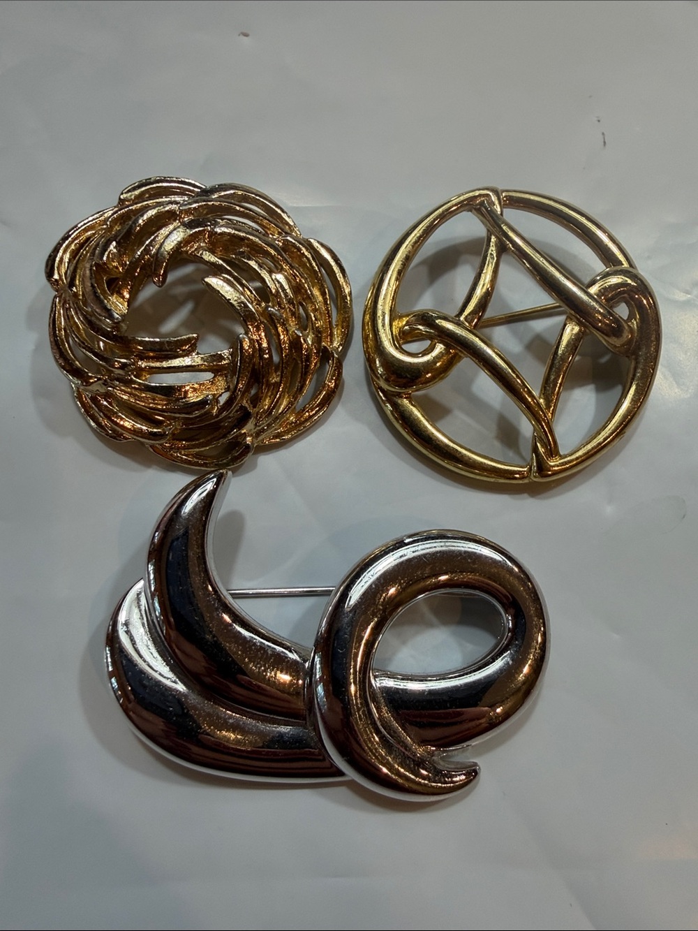 Vintage BROOCH PIN lot MONET NAPIER WESTERN GERMANY Gold Silver THREE PINS LOT